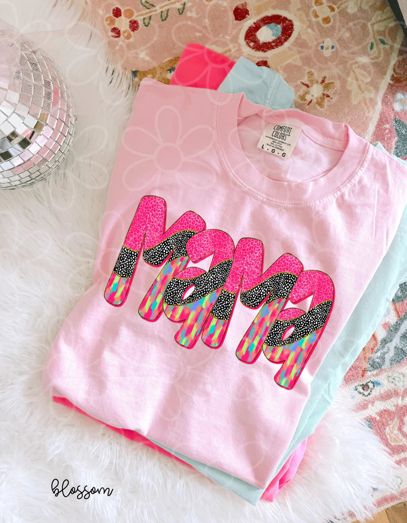 Pink Leopard Brushstroke Mama DTF Transfer