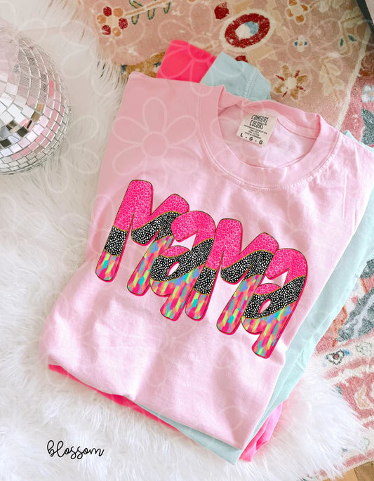 Pink Leopard Brushstroke Mama DTF Transfer